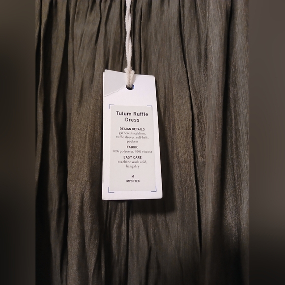 Mersea Hunter Green Fall Tulum Ruffle Dress New With Tags Size Medium - Picture 4 of 11